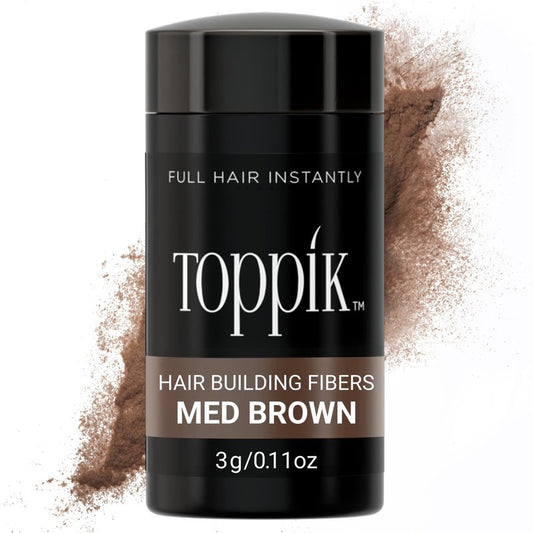 Toppik Hair Building Fibers, Medium Brown, 3g Fill In Fine or Thinning Hair, Instantly Thicker, Fuller Looking, 9 Shades for Men & Women, Keratin Protein Formula