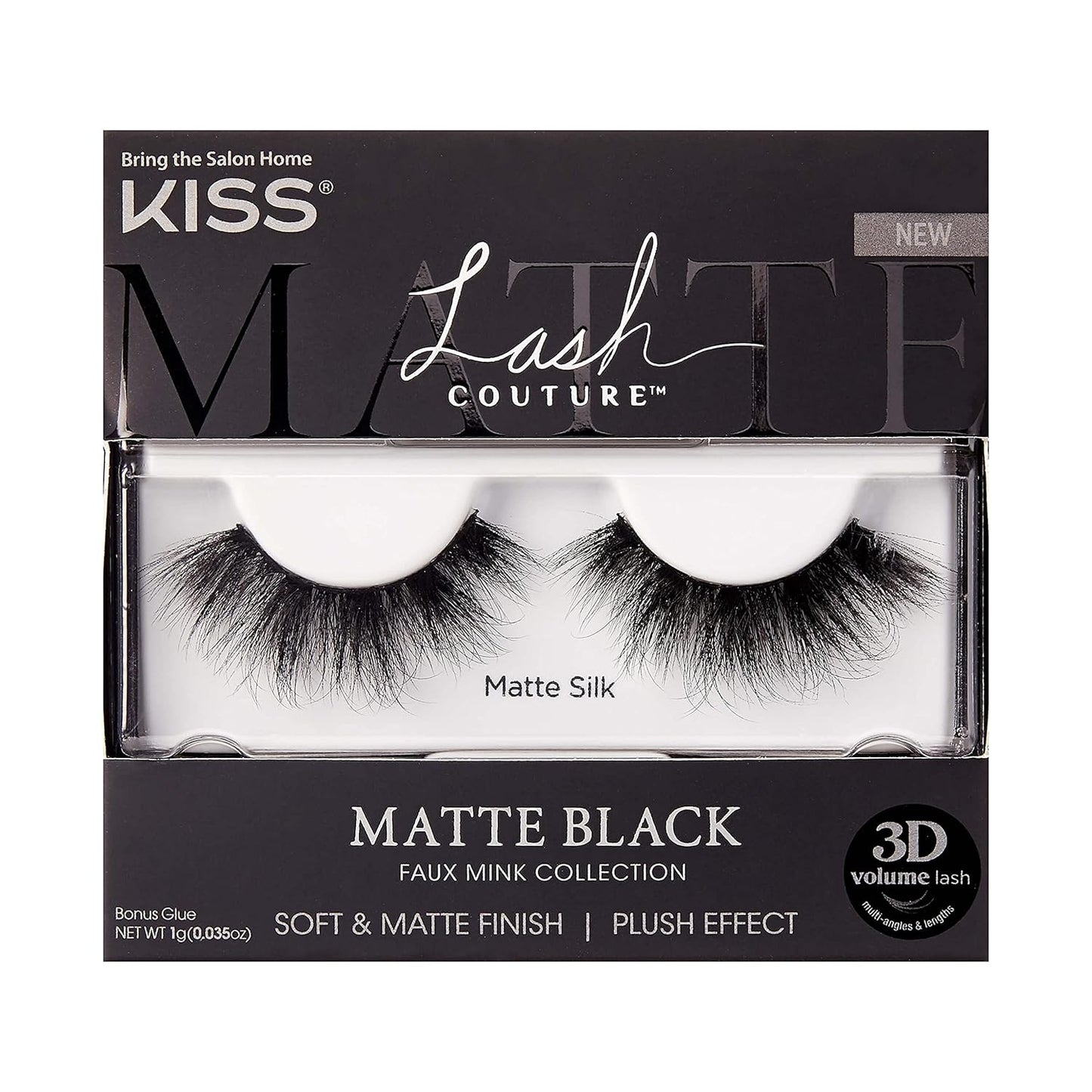 KISS Lash Couture Faux Mink 3D Matte, False Eyelashes, 'Matte Velvet', 16 mm, Includes 1 Pair Of Lash, Easy to Apply, Reusable Strip Lashes