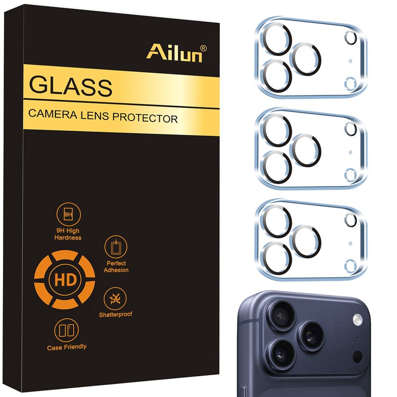Ailun 3 Pack Camera Lens Protector for iPhone 17 Pro Max,Tempered Glass,9H Hardness,Ultra HD,Anti-Scratch,Case Friendly,Does not Affect Night Shots[Not for iPhone 17/17 Pro/iPhone Air]