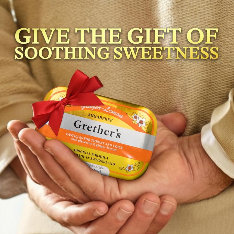 Grether's Sugar-Free Ginger Lemon Pastilles | Premium Throat Lozenges for Dry Mouth Relief | Citrus Flavor | 3.75 oz - 3 Pack