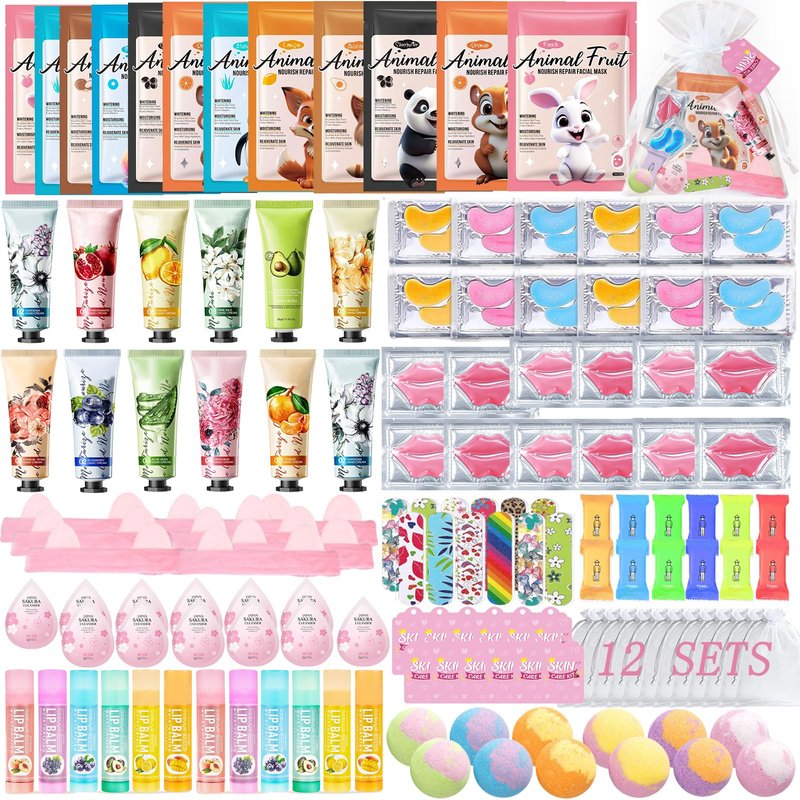 144 PCS Spa Party Supplies for Women,Spa Day Favors Essentials Include Face Masks Skincare, Lip Balm, Under Eye Patches, Foot Bath Bomb,Mothers Day Gifts, Bulk Gifts For Women,Spa Kit Self Care