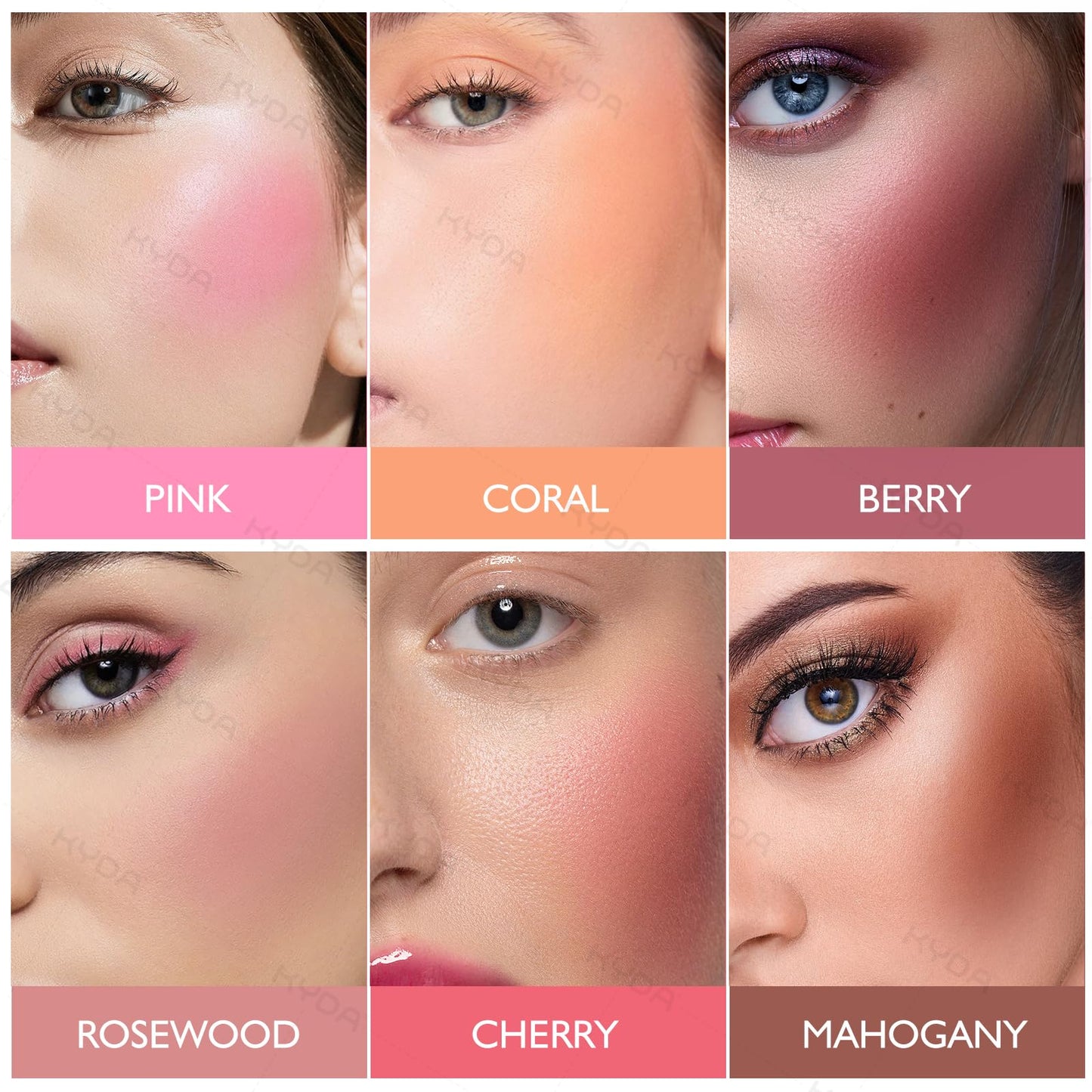 KYDA Powder Blush, Radiant Glow Face Blush, Buildable Matte Cheeks Color, Ultra-fine Lightweight Powder Blusher, Lasting Moisturizing, Mahogany