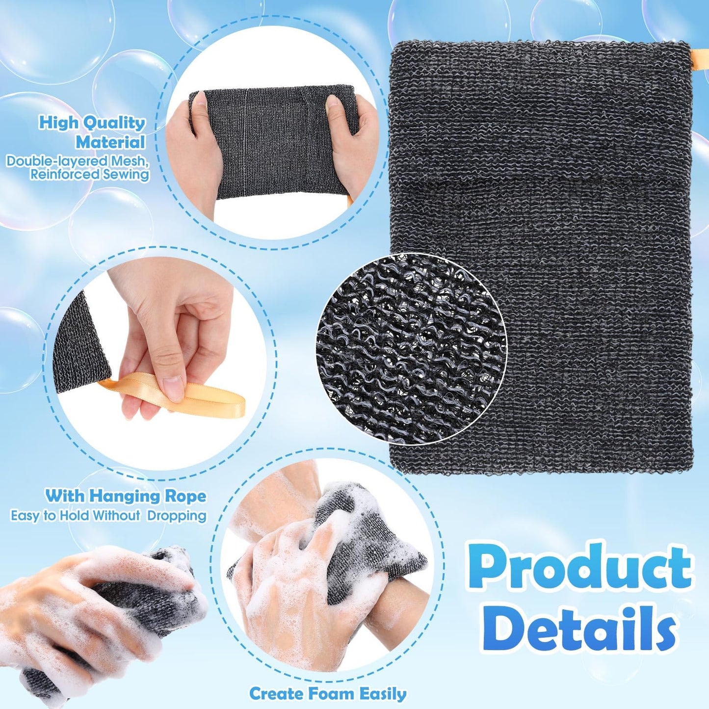 Talltalk 24 Pcs Soap Bar Bag Exfoliating Soap Saver Loofah Pouch for Body Scrubber Shower Sponge Gray Mesh Bar Foam Lather Pouch for Women Men Bath Shower Travel Home