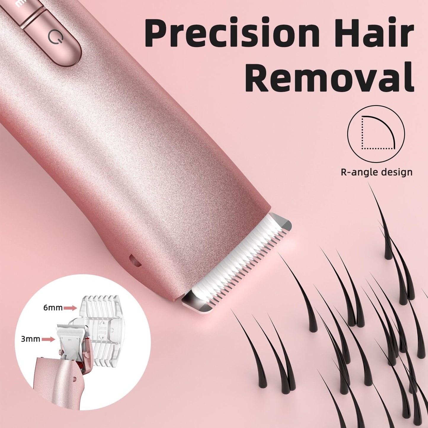 Bikini Trimmer for Women,Bikini Razor for Women Pubic Hair, 2 in 1 Wet & Dry Use Groomer,Painless Body Hair Trimmer for Face Legs Underarm Electric Shavers Razors Rechargable IPX7 Waterproof (Pink)