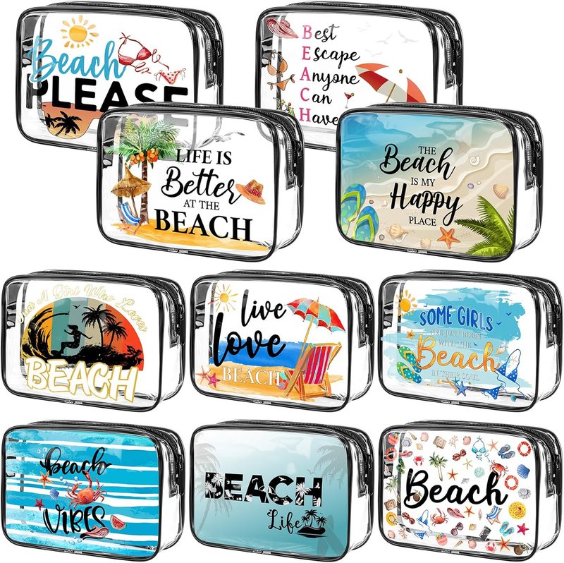 Clear Makeup Bags - 10 Pcs Waterproof Toiletry Pouch Set for Travel | Ideal Gift for Women, Friends, and Nurses