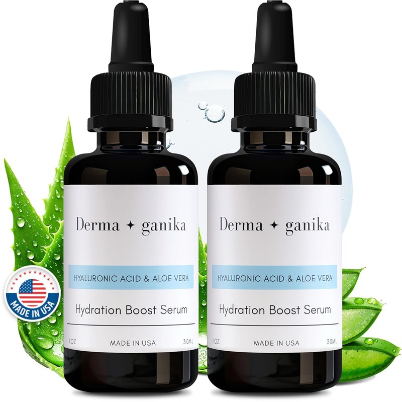 Hyaluronic Acid Serum for Face & Neck - Ultra-Hydrating Anti-Aging Formula with Aloe Vera | Softens & Brightens Dry Skin (Pack of 2)