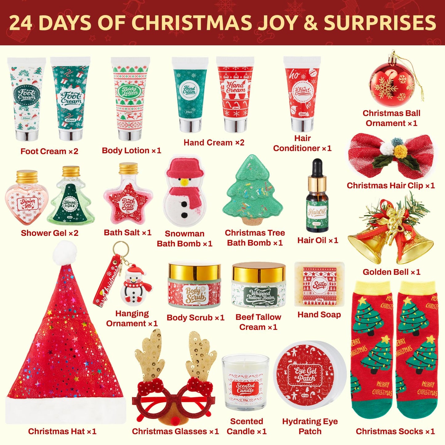 CADDISE Advent Calendar 2025-24 Days of Christmas Countdown Calendar, Skincare Gift Set, Self Care Beauty Gifts, Christmas Spa Gift Box for Teen Girls and Women