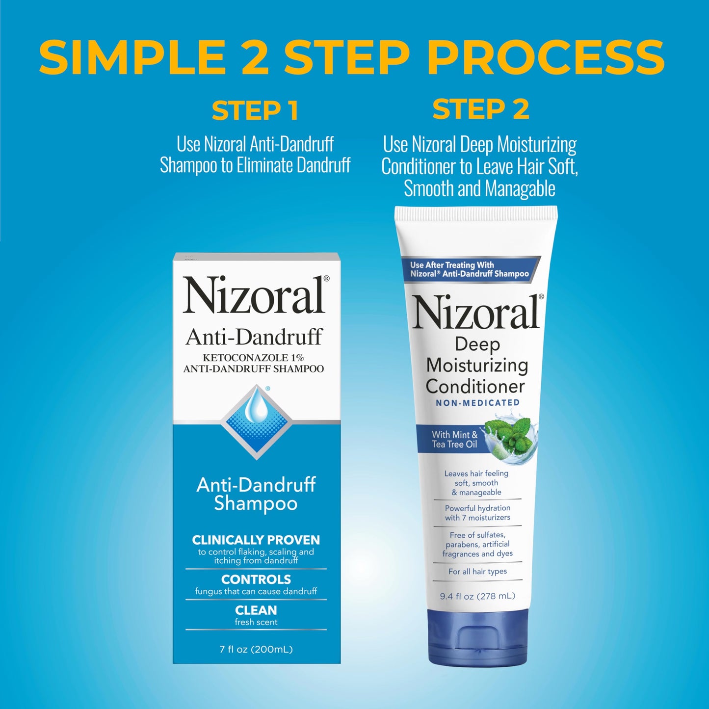 Nizoral Anti-Dandruff Shampoo, 7 Oz + Deep Moisturizing Conditioner, 9.4 Oz Bundle