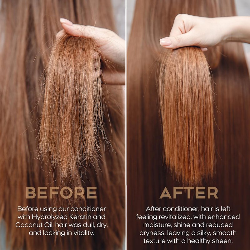 NEWREY Hydrating Conditioner for Dry, Damaged Hair - 8.4oz | Moisture Repair Treatment with Hydrolyzed Keratin & Coconut Oil for Smooth, Shiny, Manageable Hair