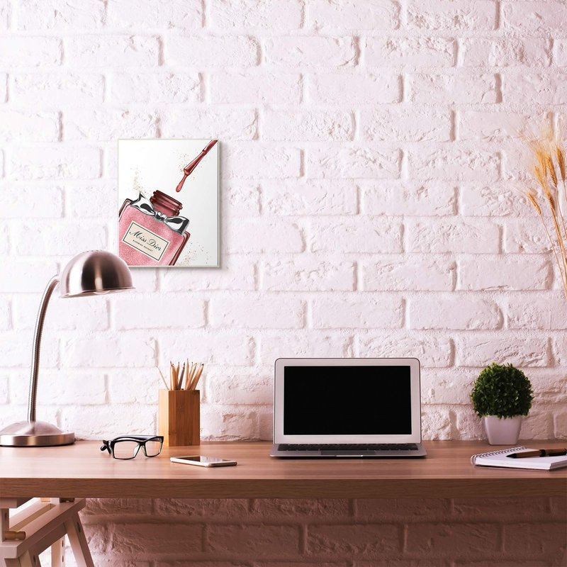 Stupell Industries 'Makeup Nail Polish Brush Pink Silver Drip', Wall Plaque Art, 10 x 15 Inches, Easy to Hang and Sturdy, Made in USA, by Ziwei Li