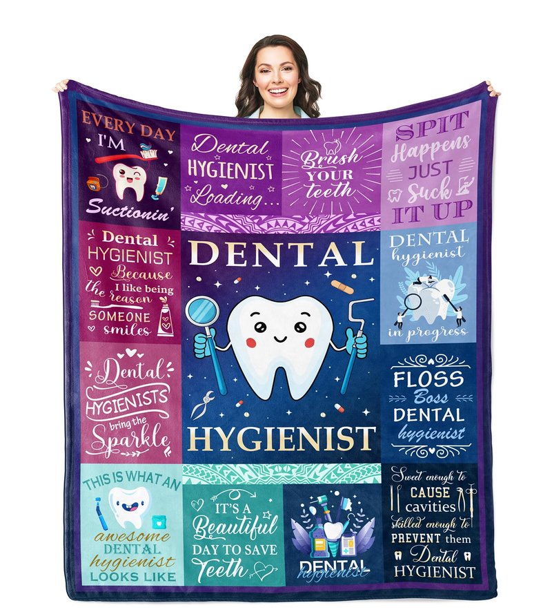 Solzien Dental Hygienist Gifts for Women Blanket 60"x50", Dental Hygiene Student Graduation/Christmas/Birthday Gift