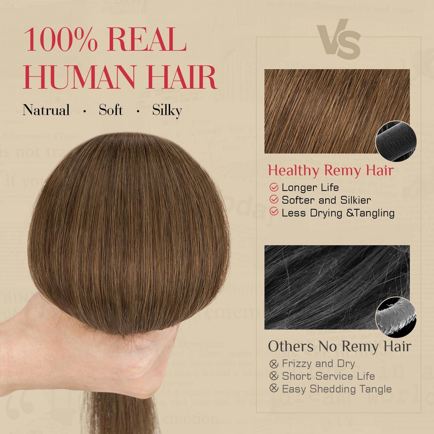 Rich Choices Real Human Hair Clip In Extensions-6 Pcs Single Clip Design-100% Remy Hairs Invisible Clip in Extensions for Thin Short Hair-Seamless Hairpieces for Women/Men-12 Inches #4 Medium Brown