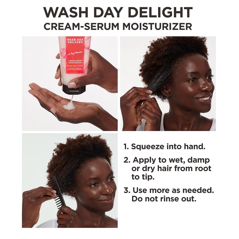 Wash Day Delight Cream Serum for Curly Hair - Anti-Frizz Moisturizer with Rose Water & Glycerin | 6.8 Fl Oz