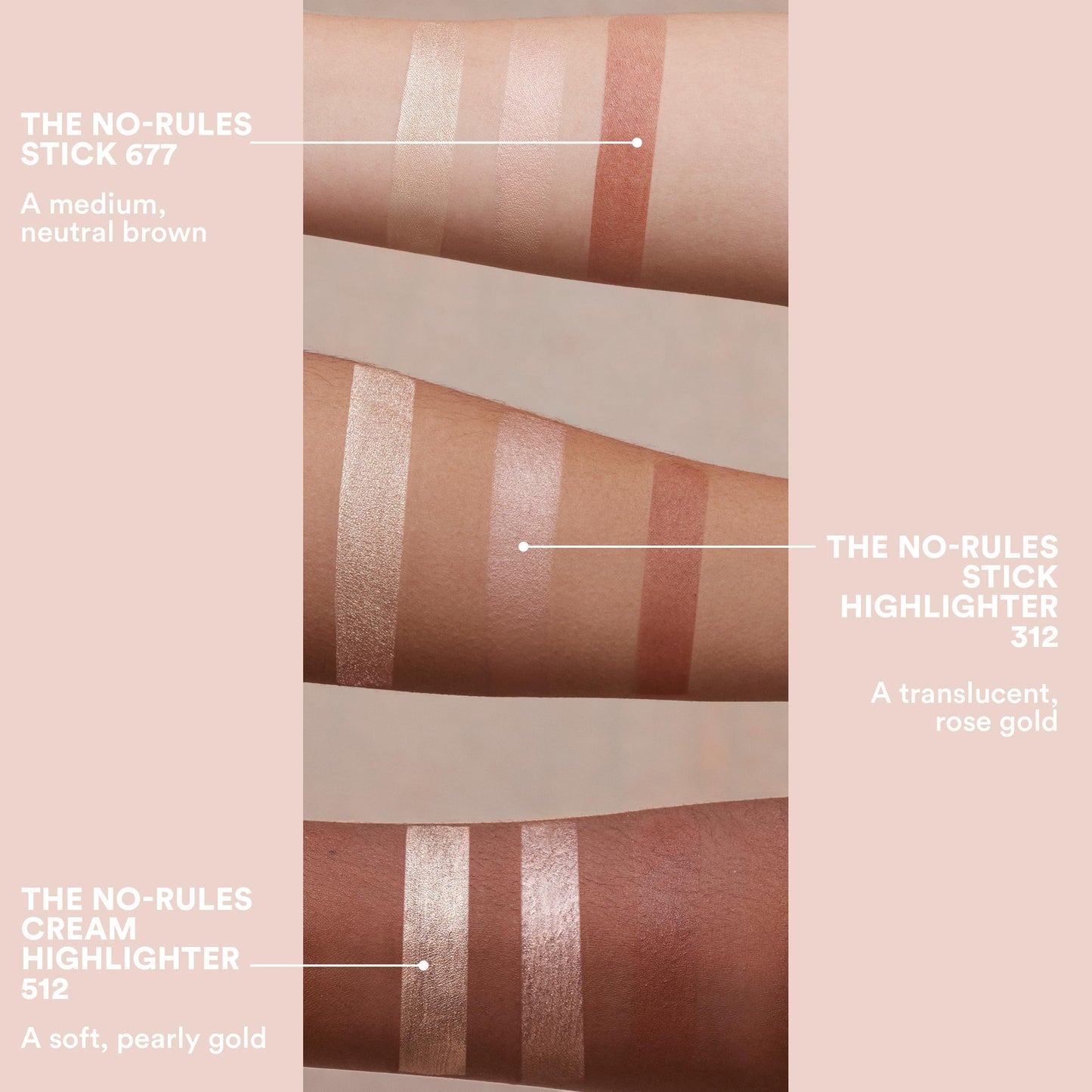 3INA MAKEUP - The No - Rules Stick Highlighter 312 - Rose Gold Tone Pen Highlighter - for Eyes Lips Cheeks - Highlighter Makeup Stick for Natural and Luminous Finish - Vegan - Cruelty Free