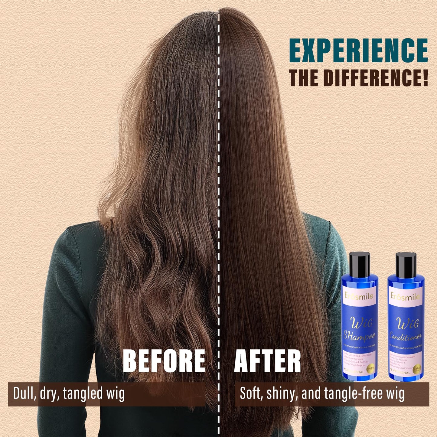 Luxury Wig Shampoo and Conditioner Set for Synthetic & Natural Hair Wigs | Sulfate-Free, Deeply Nourishes & Detangles, Enhances Radiant Shine & Softness, Prolongs Wig Lifespan - 2Pack