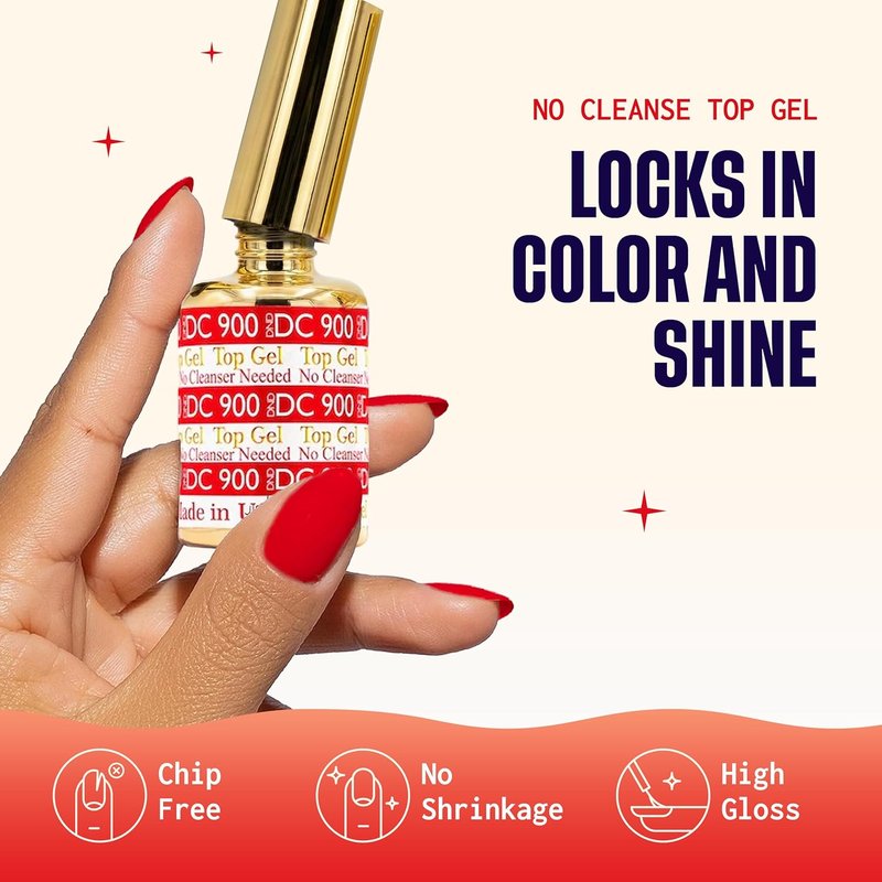 DND Gel Polish Set - UV/LED Base & No Cleanse Top Coat Duo | 0.5 Fl Oz Each