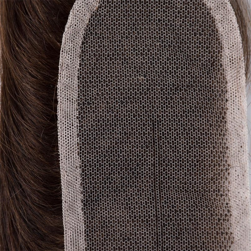 Brazilian Chocolate Brown 4# Straight 2x6 Lace Closure 100% Unprocessed Human Virgin Hair Silk Straight Lace Closure Color 4 Chestnut Brown Pre-Plucked Hairline (#4 straight 2x6 closure, 14inch)