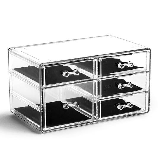 BINO | 3-Drawer Makeup Organizer, Park Avenue | THE MANHATTAN SERIES | Modular Design Storage Drawers | Vanity Acrylic Organizers | Stackable Storage Bins | Clear Makeup Organizers And Storage