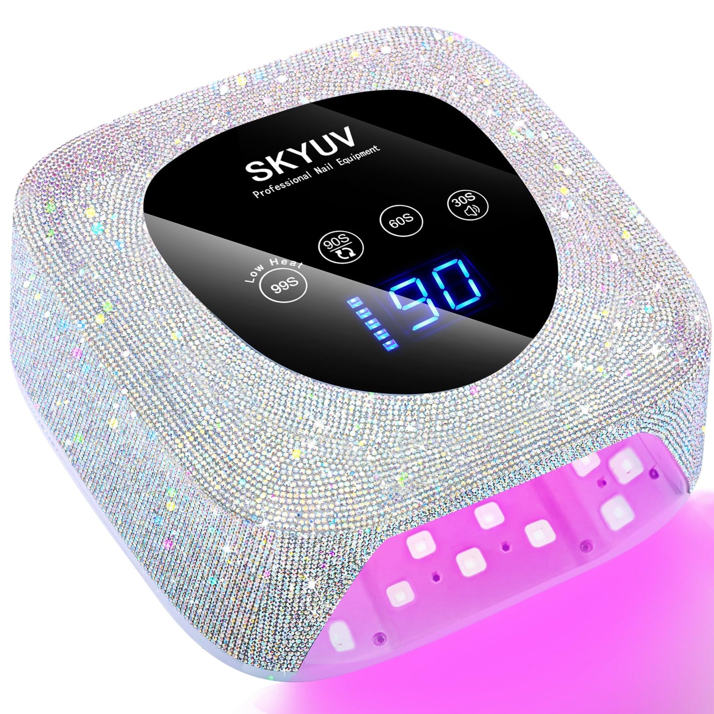 Rechargeable UV LED Nail Lamp, SKYUV Cordless Nail Dryer for Gel Polish, UV Nail Lamp with 4 Timers Setting and LED Touch Screen, Professional Curing Lamp Light with 30 Beads for Salon and Home