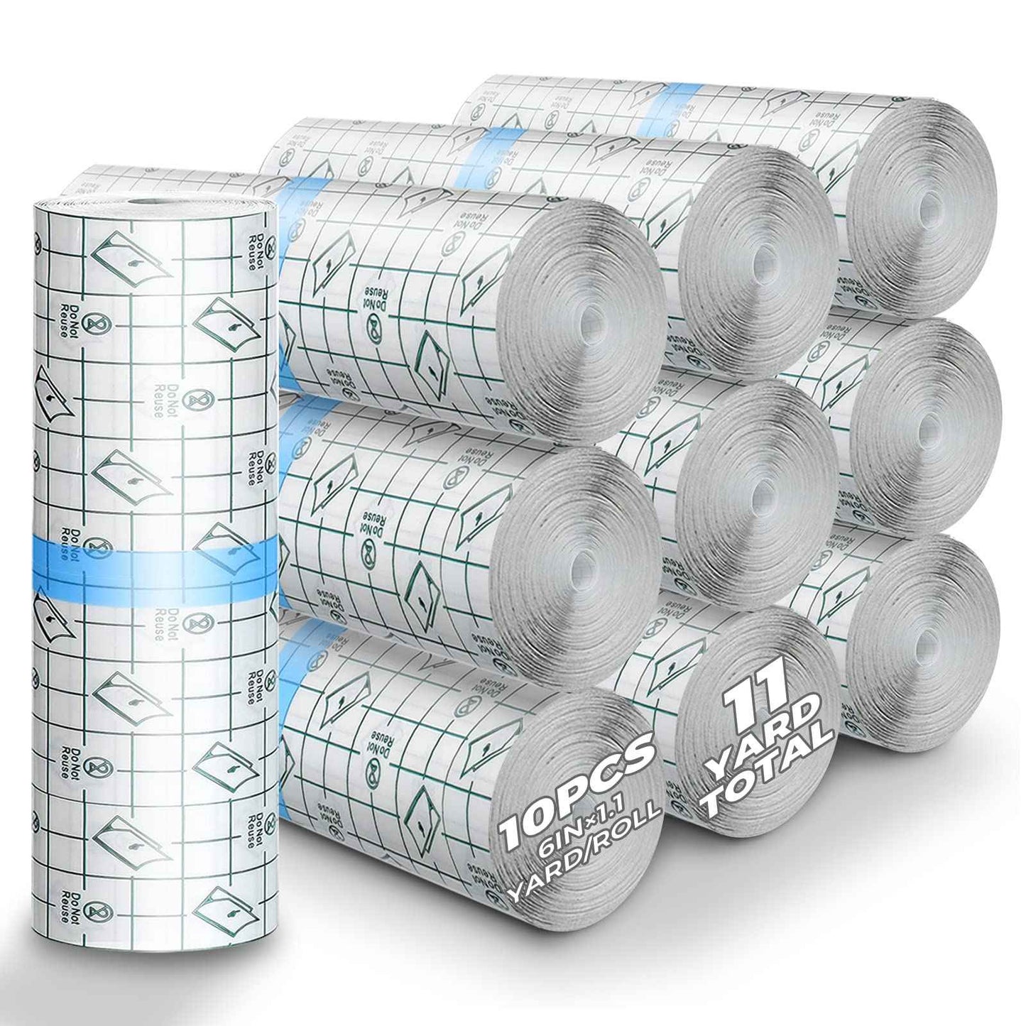 10 Rolls Tattoo Aftercare Waterproof Bandages, 6" x 1.1 Yard Tattoo Cover Up Tape, Tattoo Supplies Second Skin Transparent Film Healing Protective Clear Sterile and Safe Bandages