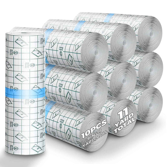 10 Rolls Tattoo Aftercare Waterproof Bandages, 6" x 1.1 Yard Tattoo Cover Up Tape, Tattoo Supplies Second Skin Transparent Film Healing Protective Clear Sterile and Safe Bandages