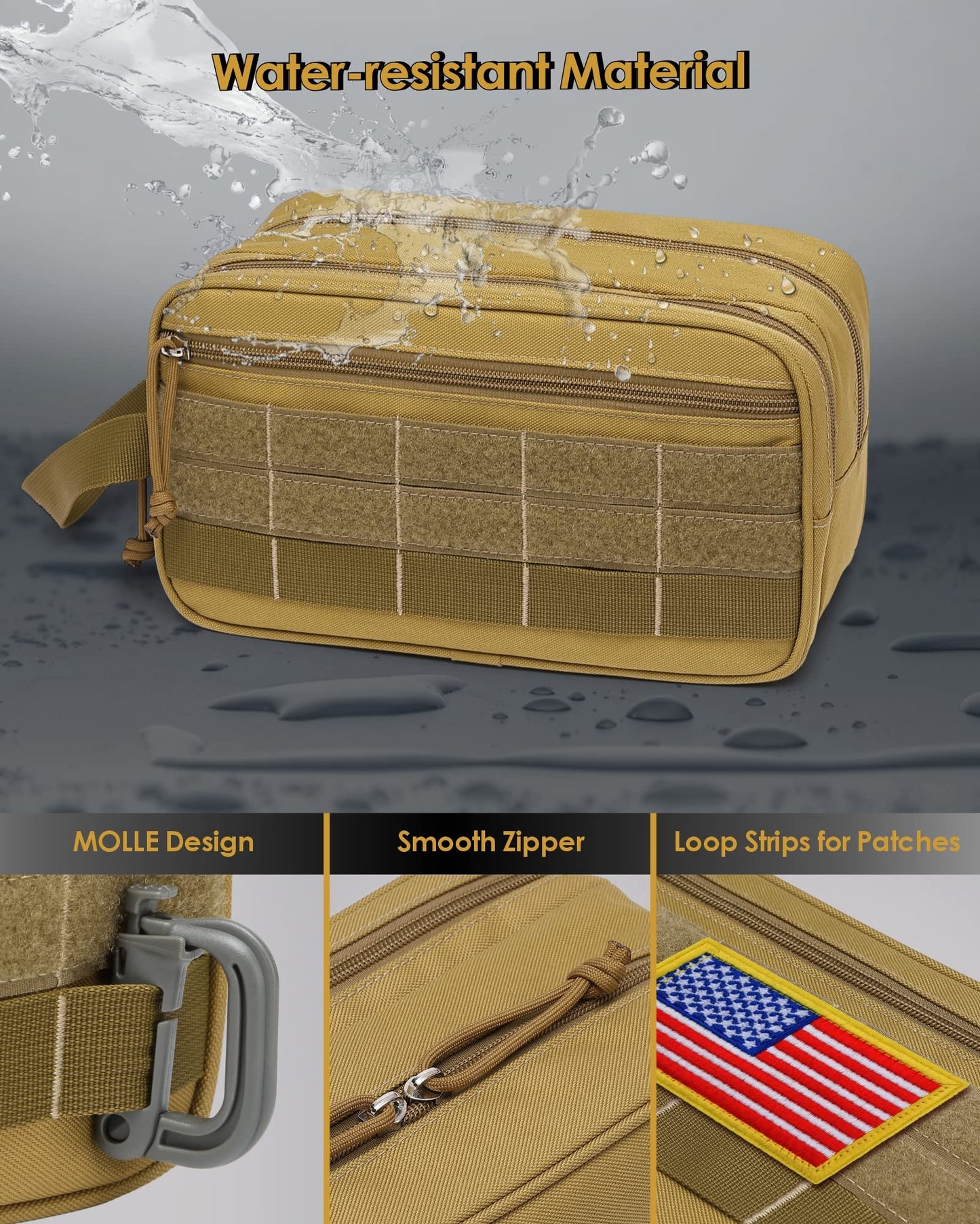 TACTICISM Large Black Toiletry Bag for Men and Small Brown Dopp Kit, Bundle Sales