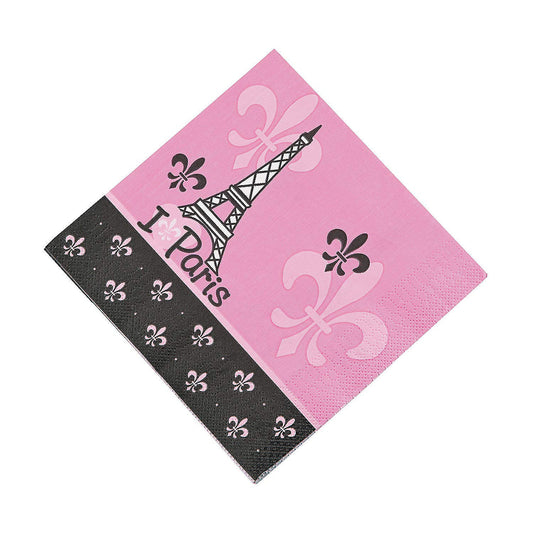 Fun Express - Perfectly Paris Lunch Napkins for Birthday - Party Supplies - Print Tableware - Print Napkins - Birthday - 16 Pieces