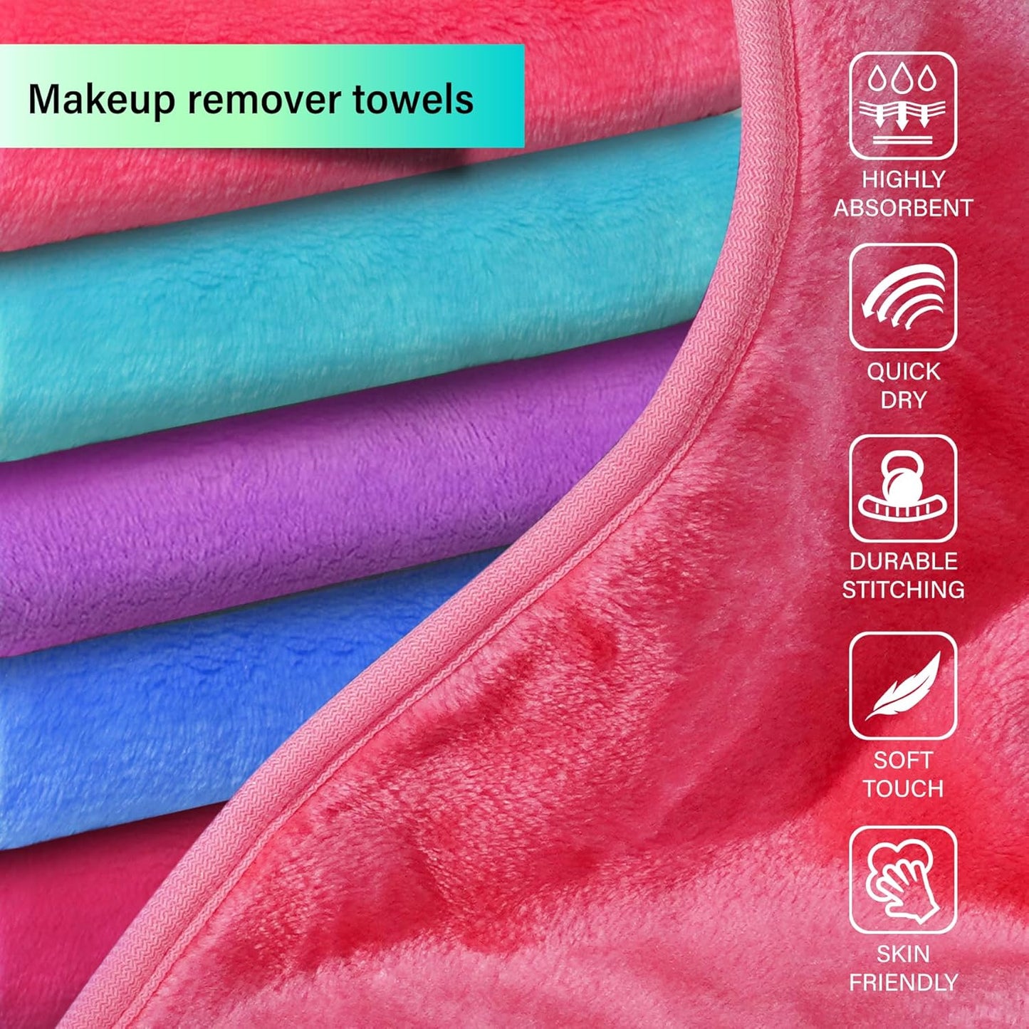 Nugilla Makeup Remover Cloths - 5 Pack Reusable Microfiber Towels for Effortless Makeup Removal | Soft & Gentle on Skin