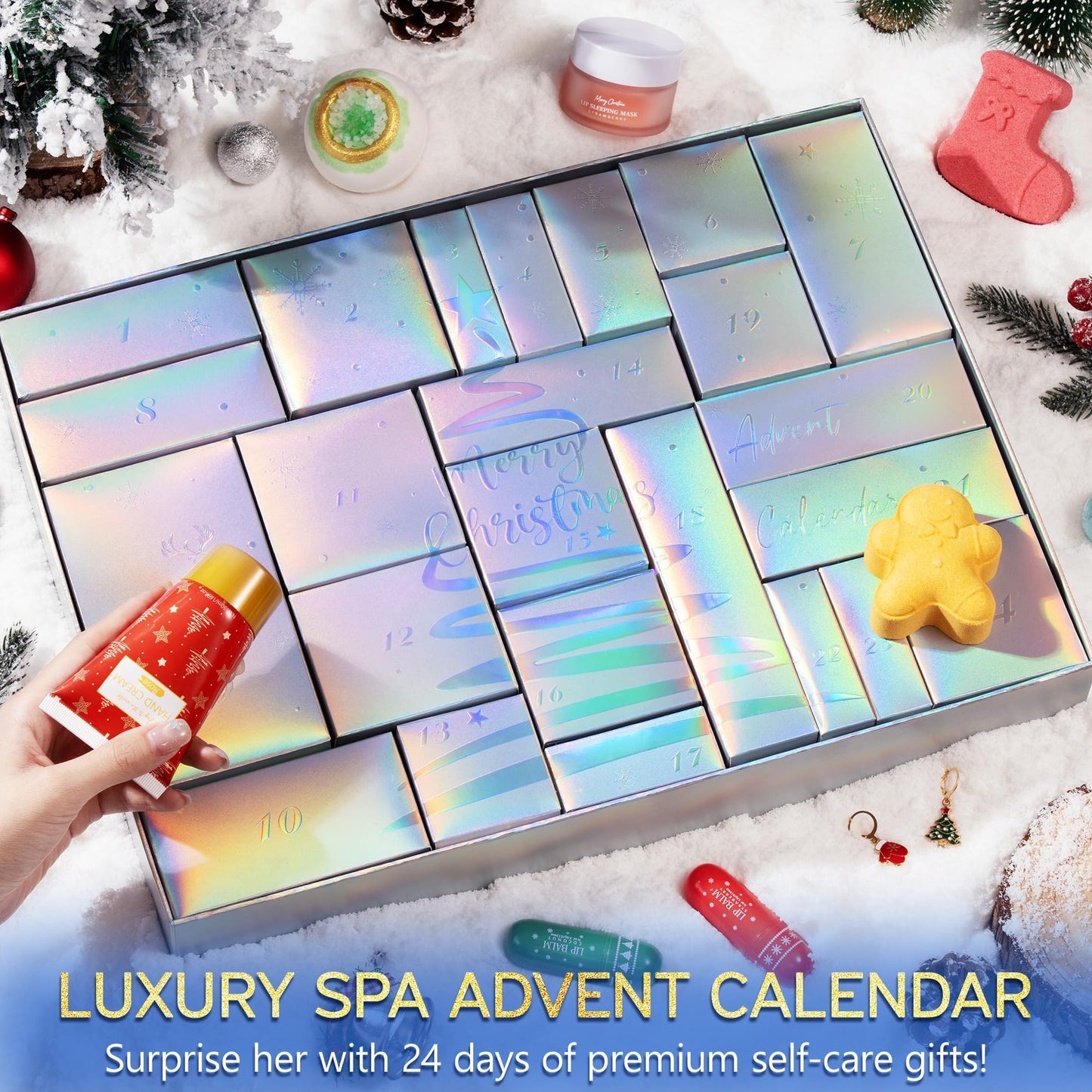 Spa Gifts for Women Bath Gift Set, 24 Pc Vanilla Coconut Luxury Bath Sets, Relaxing Spa Care Package Self Care Box Thank You Christmas Gifts for Women Mom Teen Girl Sister Friend Her Wife Girlfriend