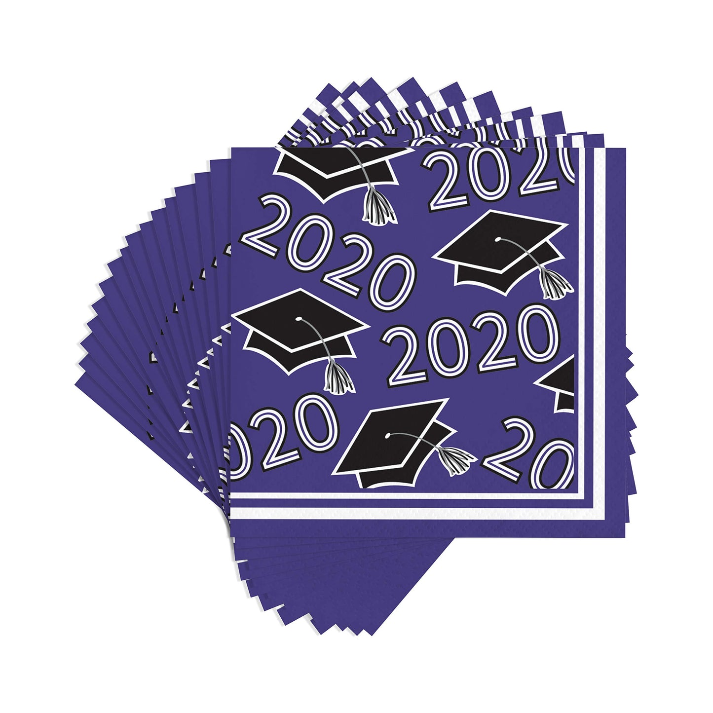 Creative Converting Class of 2020 Purple Grad Beverage Napkins, 5"