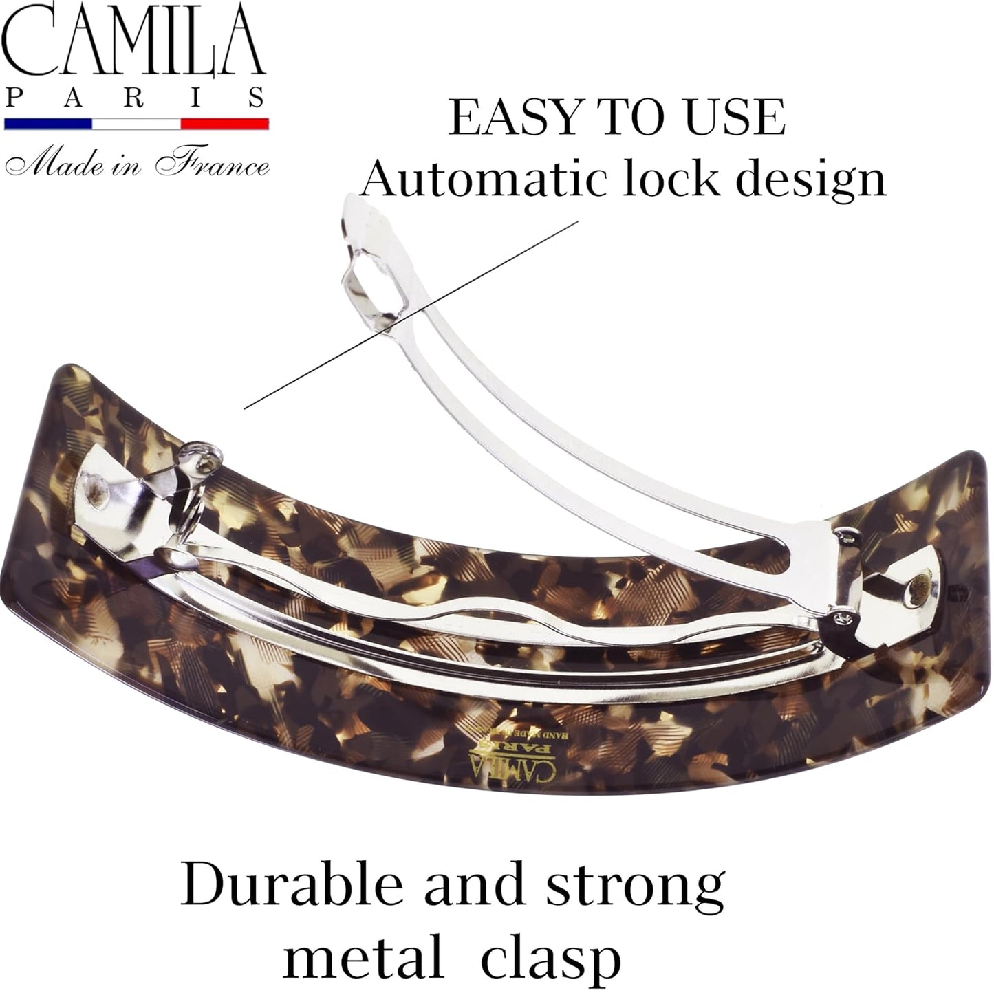 French Hair Barrette Clip - Strong Hold for Thick Curly Wavy Hair | Handmade in France