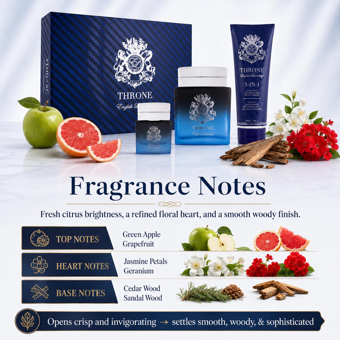 English Laundry Throne 3 Piece Gift Set, 3.4 oz.