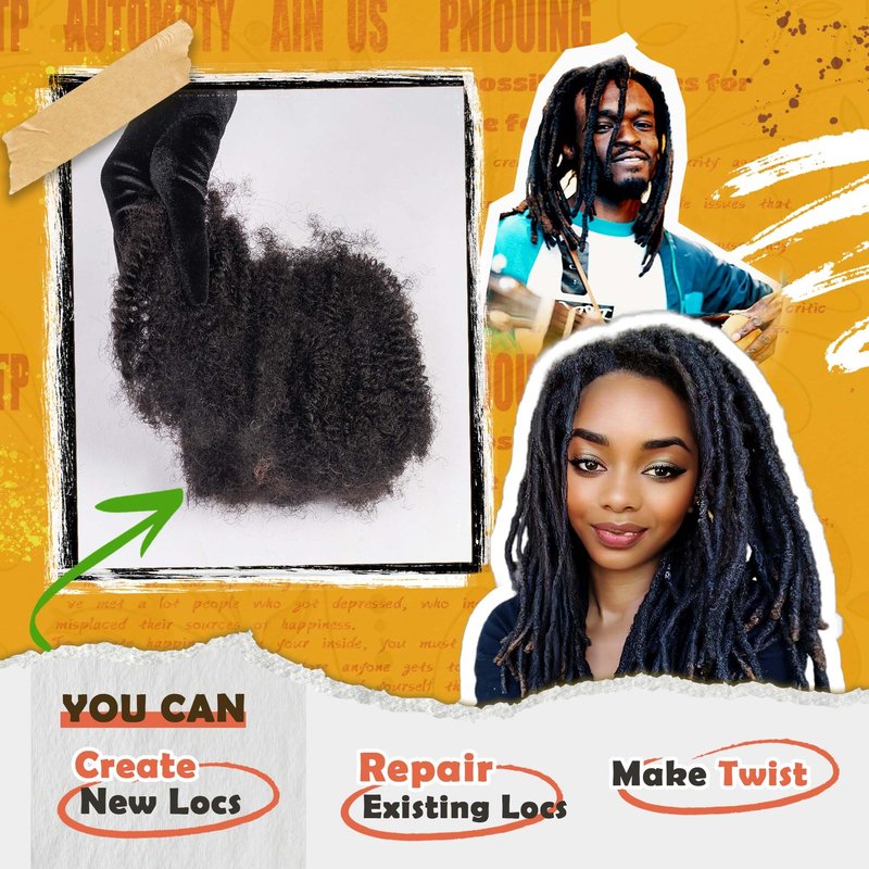 Maytsing Afro Kinkys Bulk 100% Human Virgin Hair - 10inch,3oz/90g,Natural Black - 4C Texture - for Dreadlocks, Loc Repair, Twists, Braids - Can Be Bleached and Dyed to Honey Blond Color
