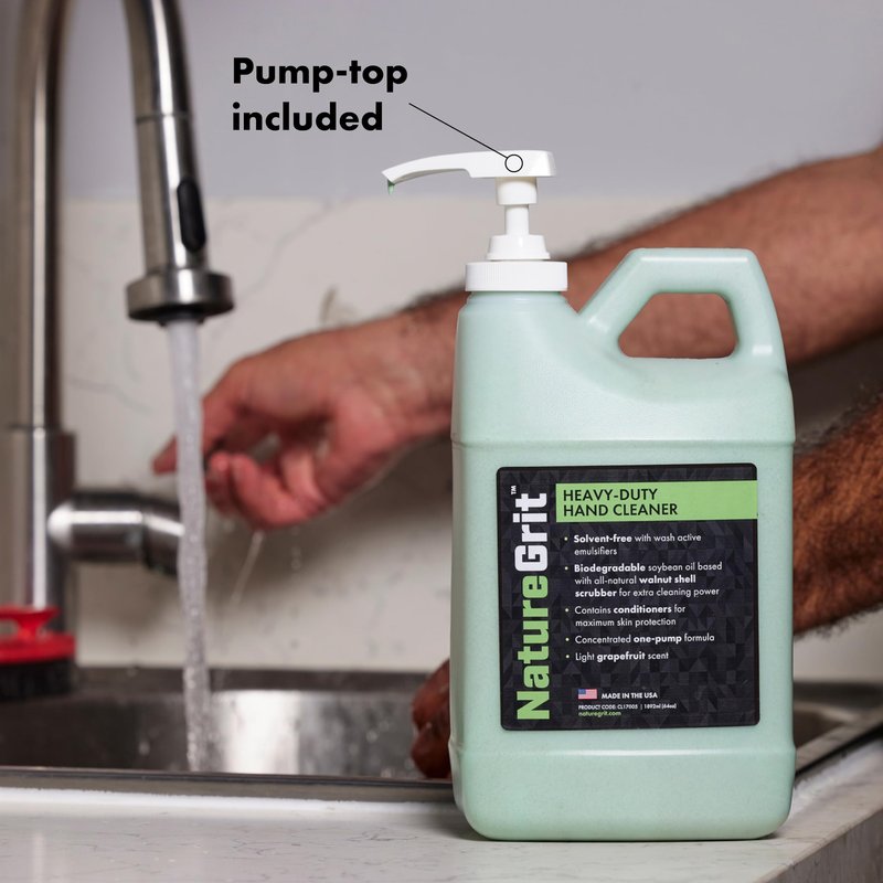 NatureGrit – Heavy Duty Industrial Hand Cleaner Pump-top – Walnut Shell Conditioners for Skin Protection for Auto Mechanics, Manufacturing, and Anyone with Working Hands (1)