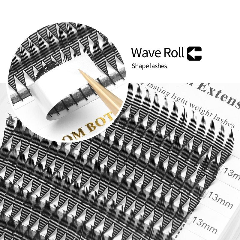 XIUSUZAKI Premade Anime Manga Lashes Extension, Comic Spire Volume Lashes 0.07 C/D Curl Wispy Matte Black Lash Extensions (MHTJ-0.07-C-MIX-8MM-15MM)