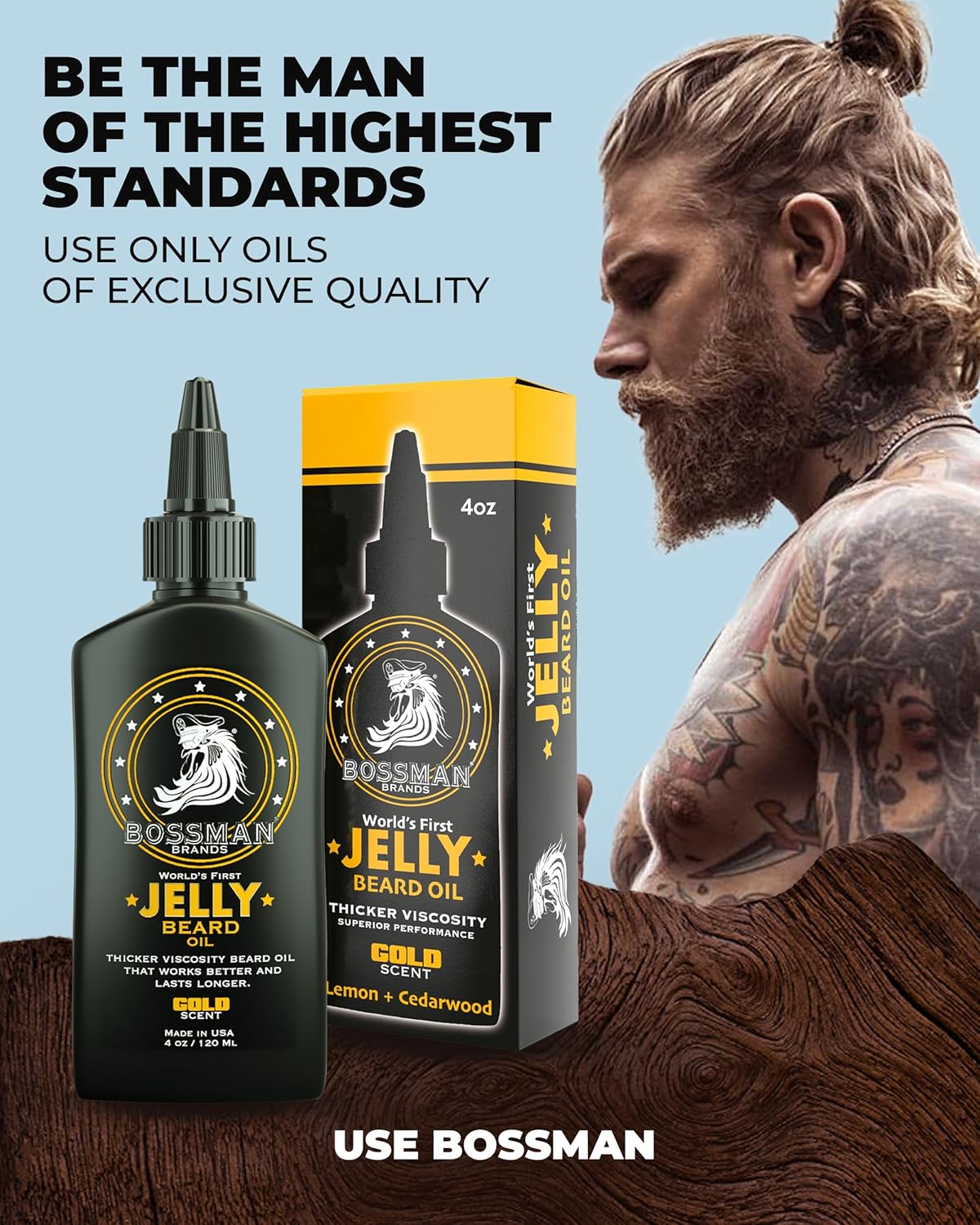 Bossman Jelly Beard Oil for Men - Softens & Moisturizes | 3 Pack, 12 oz Total, Gold Scent