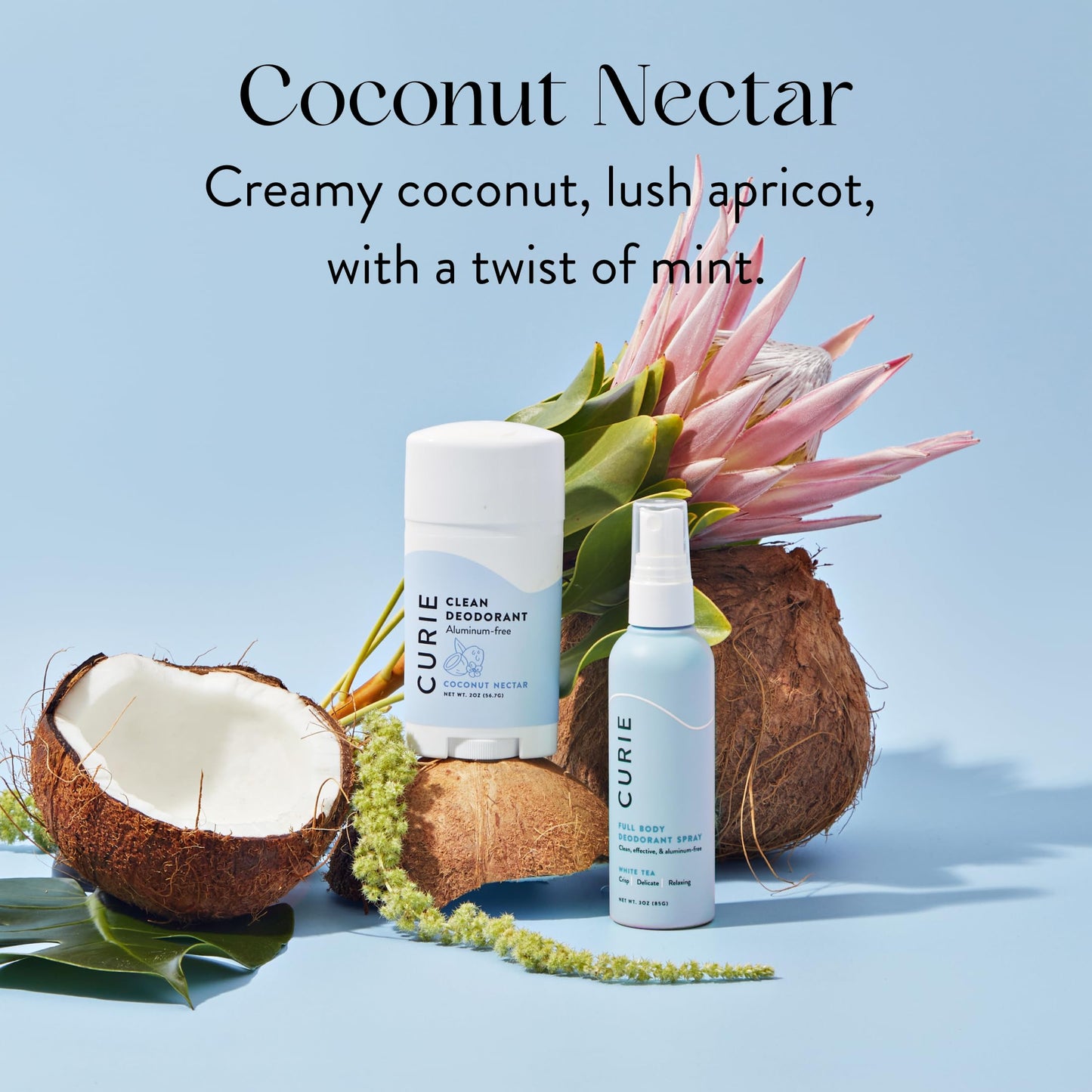 Curie Natural Deodorant for Women - Coconut Nectar - Aluminum Free, Clean, Sustainable, Vegan, Paraben Free (3pk)