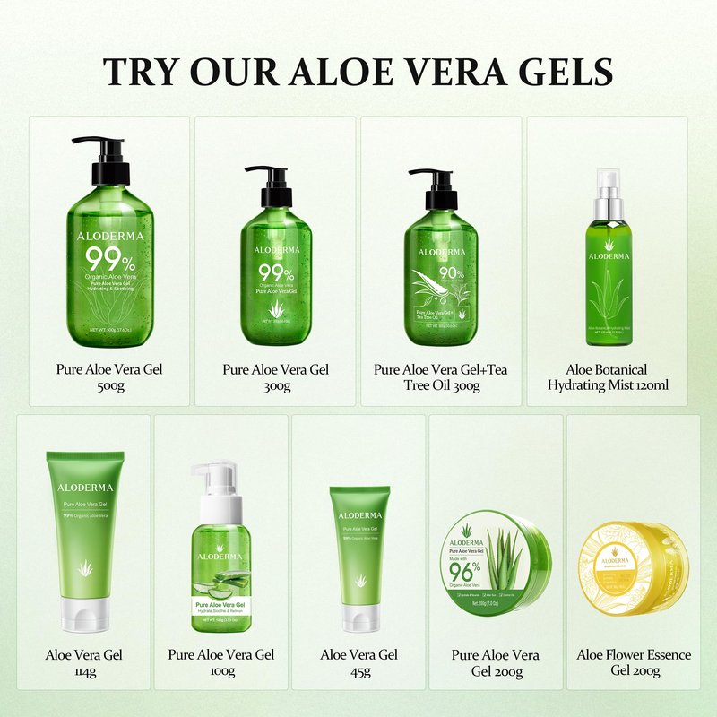 Aloderma Aloe Vera Gel + Tea Tree Oil, Made with Refreshing Organic Aloe for After Sun Skin Care, Multipurpose Use for Hair and Scalp, and Face or as a Shaving Gel or Aftershave - 10.6Oz x 3btls