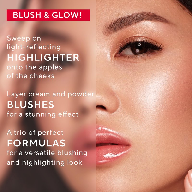 MIRABELLA - Spellbound Pro Face Trio Powder and Cream Blush Palette with Powder Highlighter & Cream Blush, Lightweight Buildable 3-in-1 Highlighters Makeup for a Sculpted Look, All Skin Types