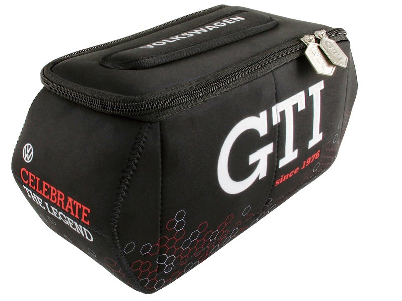 BRISA VW Collection - Volkswagen Neoprene Universal Makeup Cosmetics Toiletry Travel Pharmacy Bag in GTI Design (Hexagon/Black/Small)