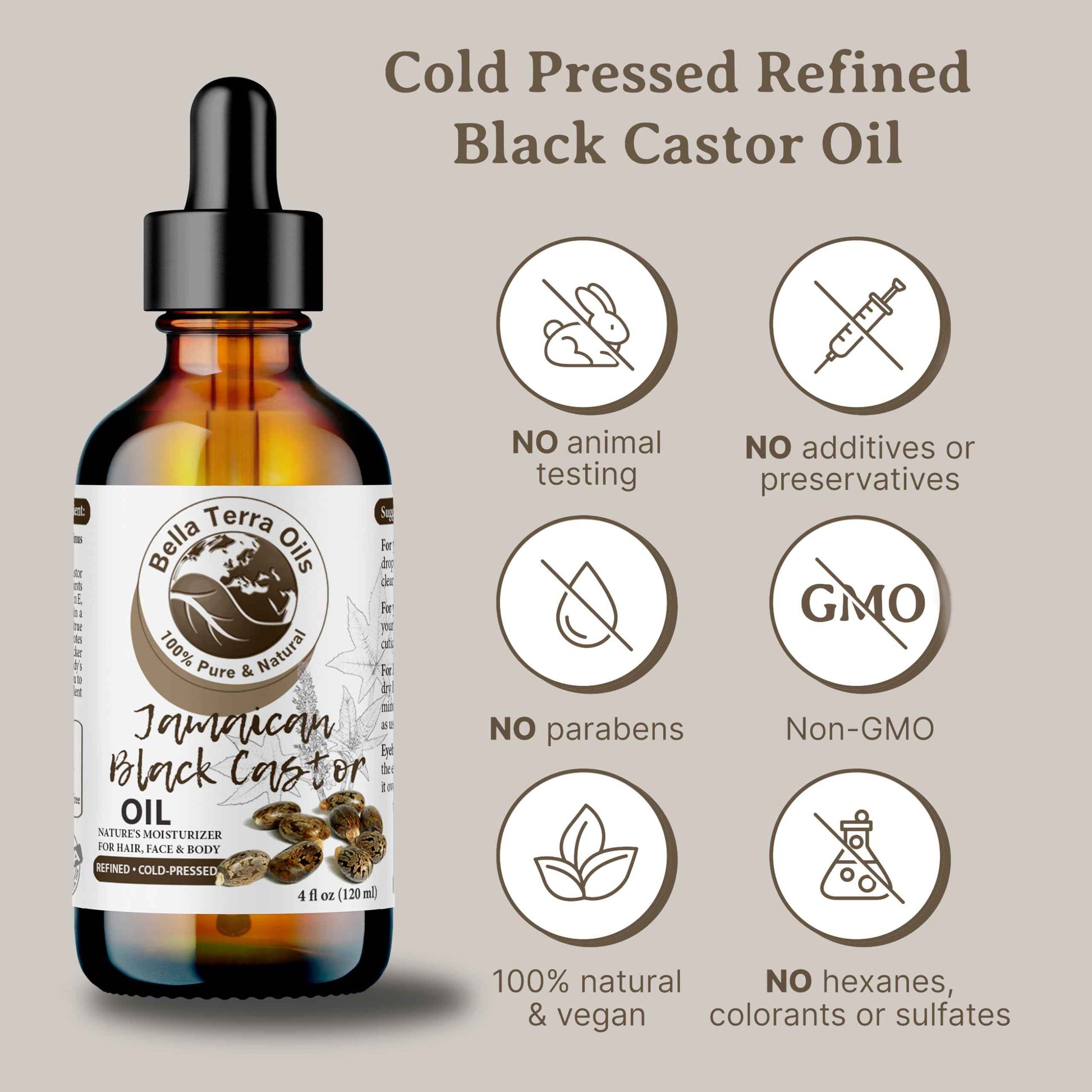 Bella Terra Oils - Black Castor Oil 16oz - A Symphony of Nutrients, Unveiling the Secret of Luxuriant Skin