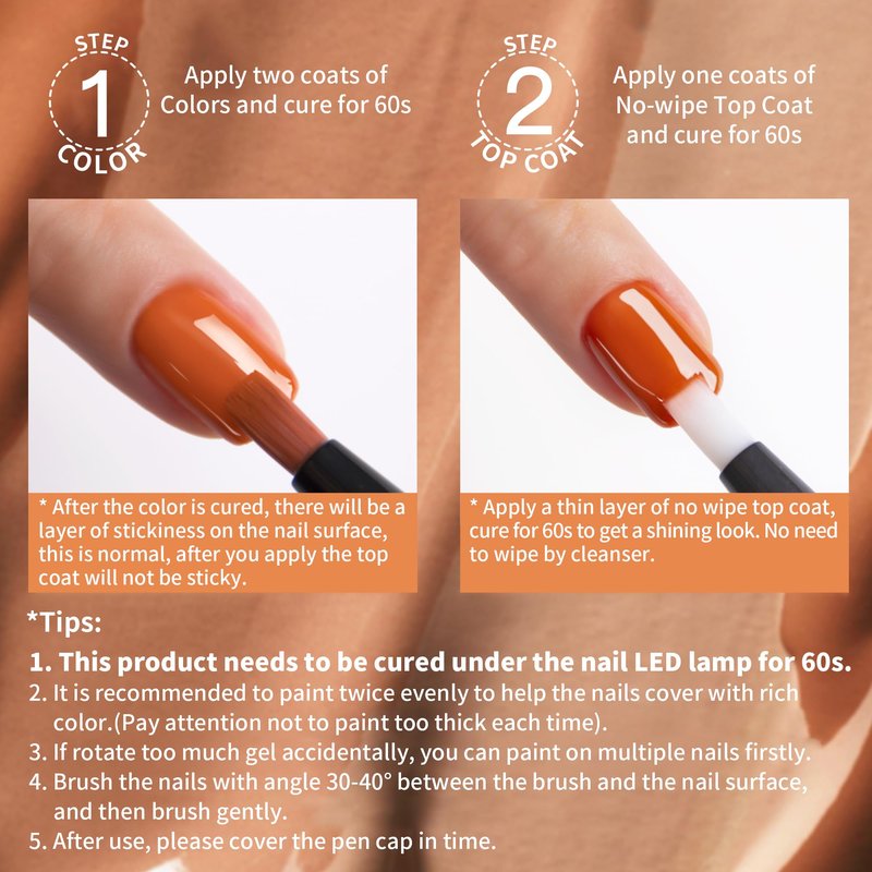 Love easy Hema Free Gel Nail Polish Pen Set 6 pcs -Brown Color Series,Ideal Gift for Her,Gift for Women(U V Lamp Needed)