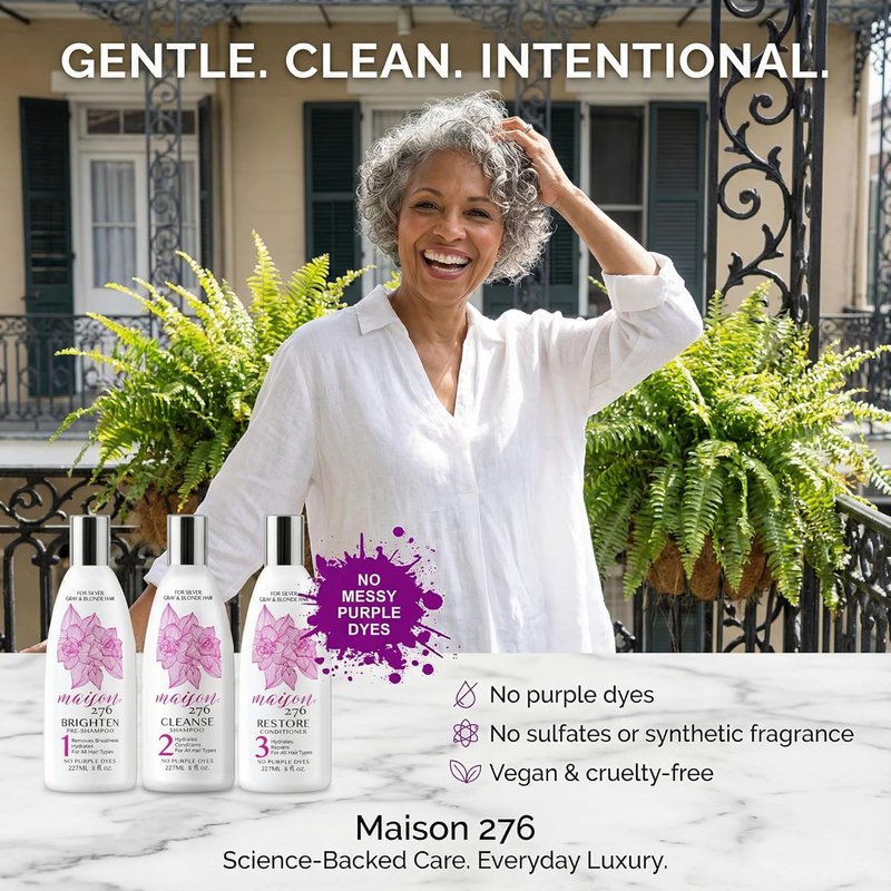 Maison 276 Silver & Blonde Hair Care Set - 3-Step Shampoo, Conditioner & Pre-Shampoo | Sulfate-Free, 24 oz Total