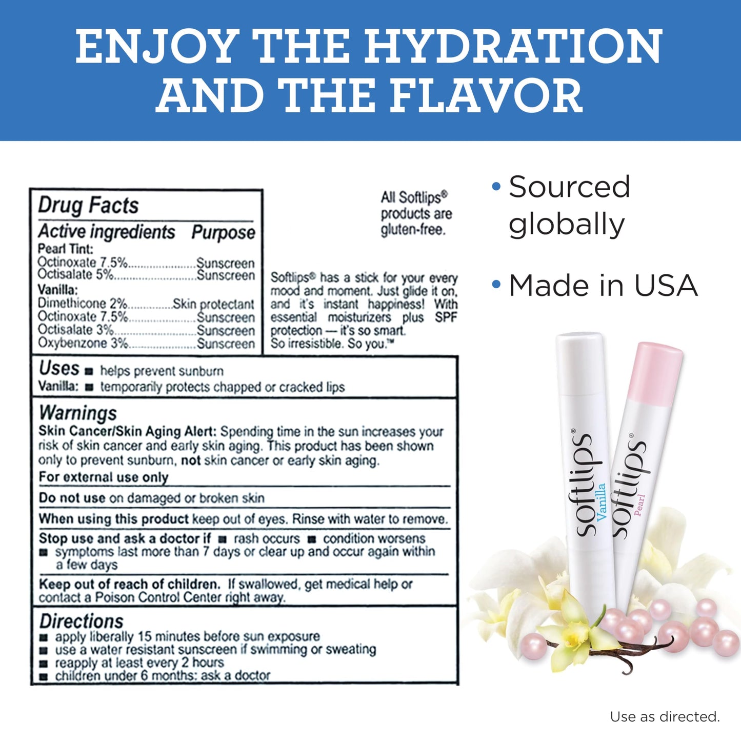 Softlips Daily Lip Moisturizer For Very Dry Lips With SPF, Pearl Tint & Vanilla Flavor Lip Balm, Hydrates, Soothes & Prevents Dry, Chapped Lips, Smooth Glide Formula, 2 Pack (12x0.14 oz)