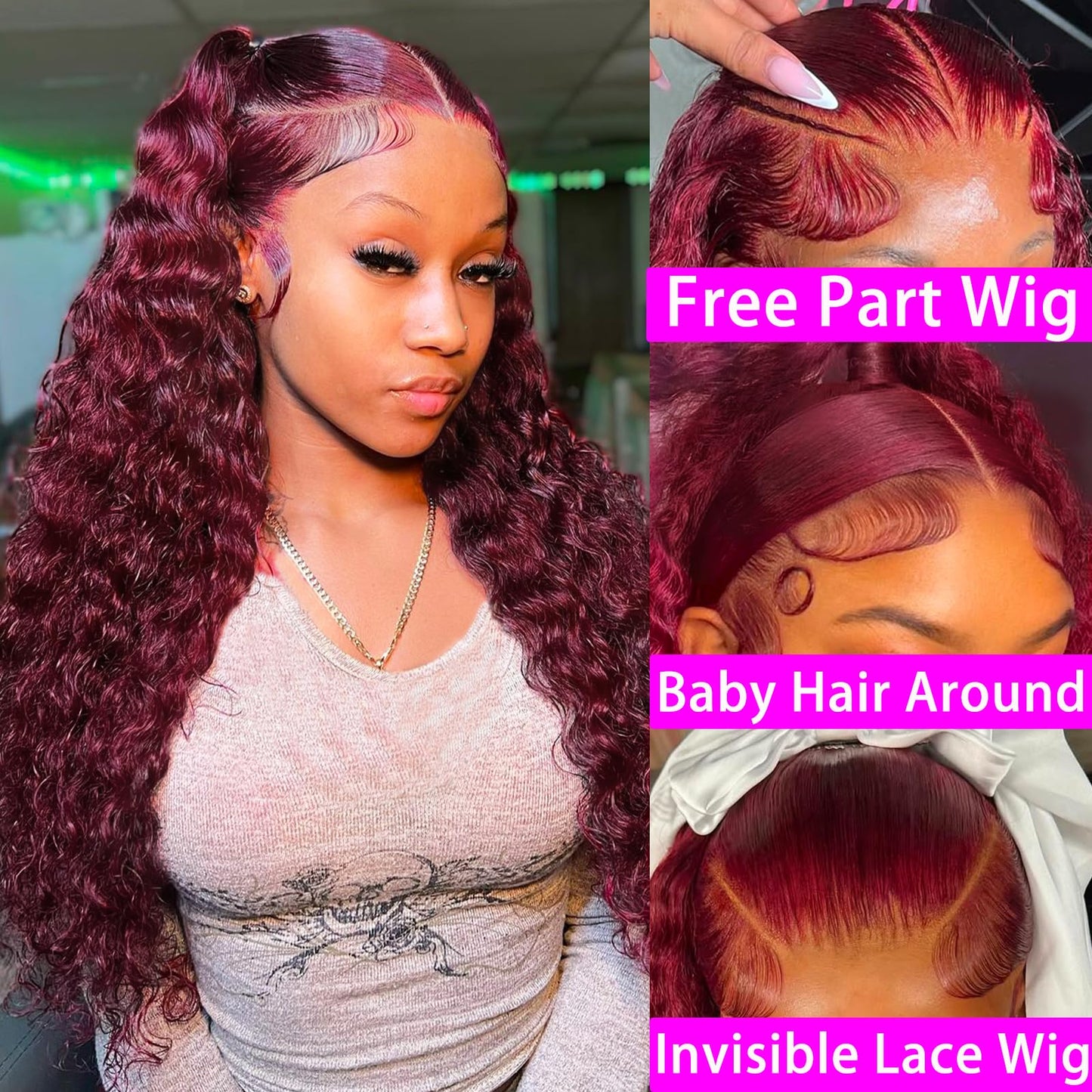 ANDRIA 13X4 HD Lace Front Wigs Straight Hair Glueless Lace Wigs 200% Density Blonde and Red Long Straight Natural Wig Pre Plucked Lace Frontal Wigs With Baby Hair For Black Women 32 Inches