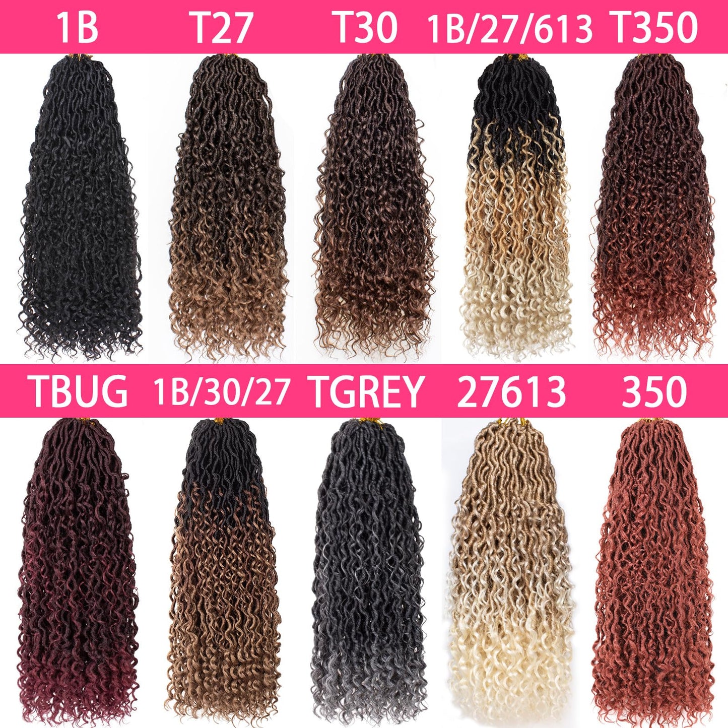 RuiYok 30 Inch Goddess Locs Crochet Hair 8 Packs Ombre Crochet Goddess locs Boho Hippie Locs Hair Faux Locs Crochet Hair with Curly Ends Pre-looped River Locs Crochet Hair for Black Women(T30#)