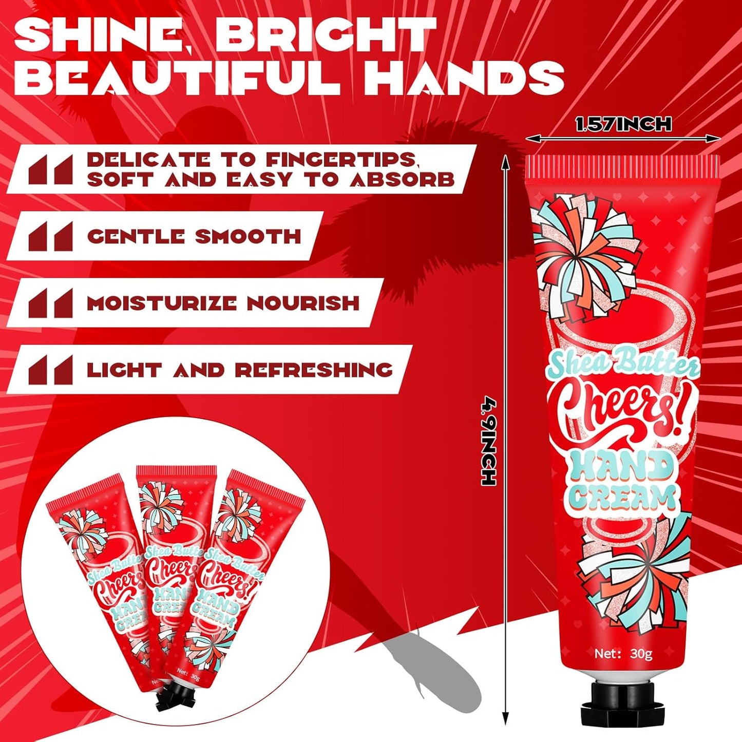 Cheerleader Hand Cream Lotion Set - 24 Pcs Cheer Team Gifts | Perfect for Senior Night & Celebrations (Red)