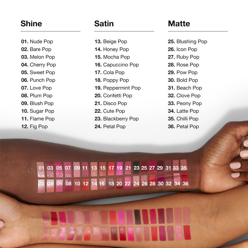 Clinique Pop Longwear Lipstick | Long Lasting, Satin, Matte + Shine, Bare Pop, 1 Count