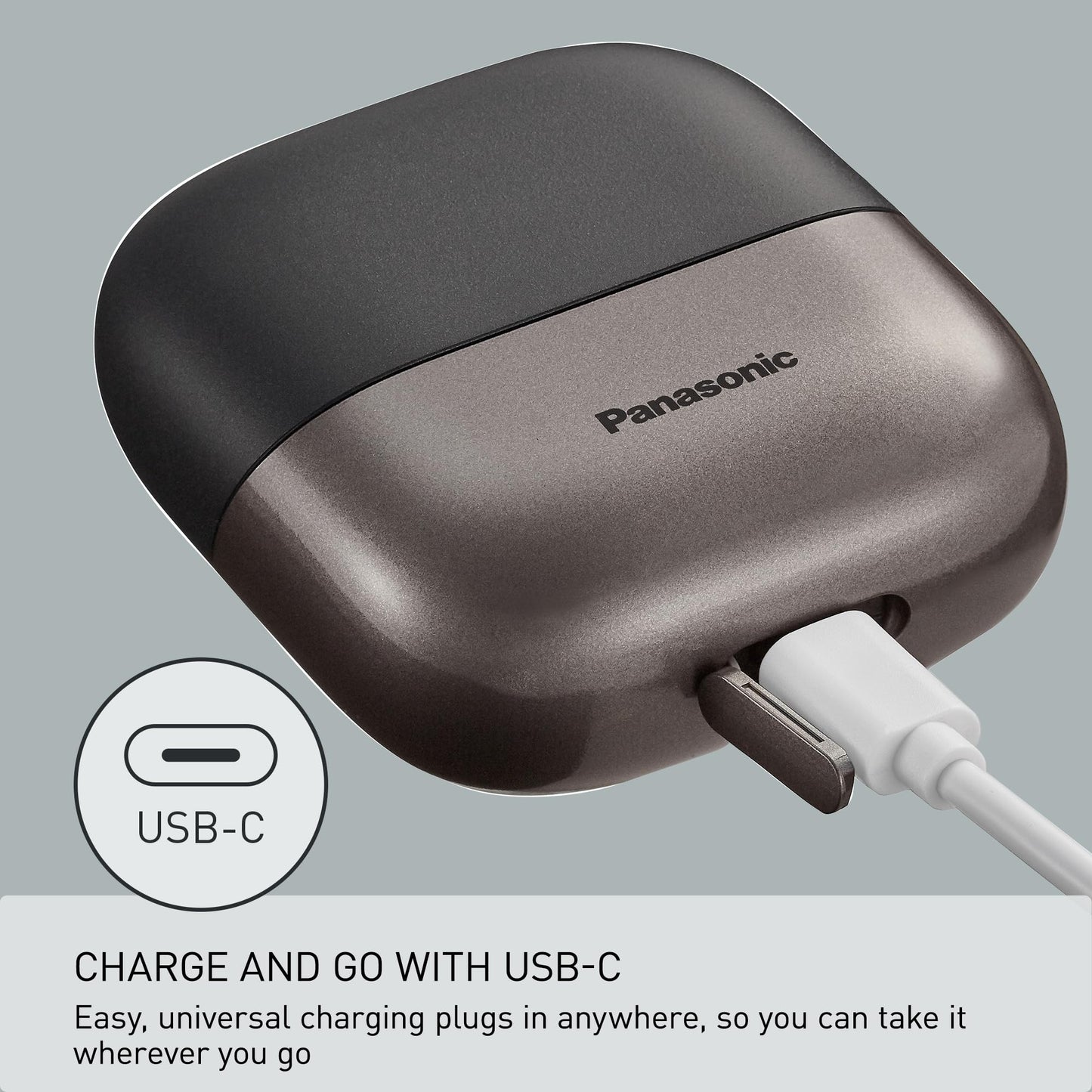 Panasonic Swipe Right Travel Shaver for Men, Portable Electric Razor for Men with USB-C Charging, 3-Blade Cutting System and Beard Sensor Technology, Wet/Dry Use, ES-CM3A-K