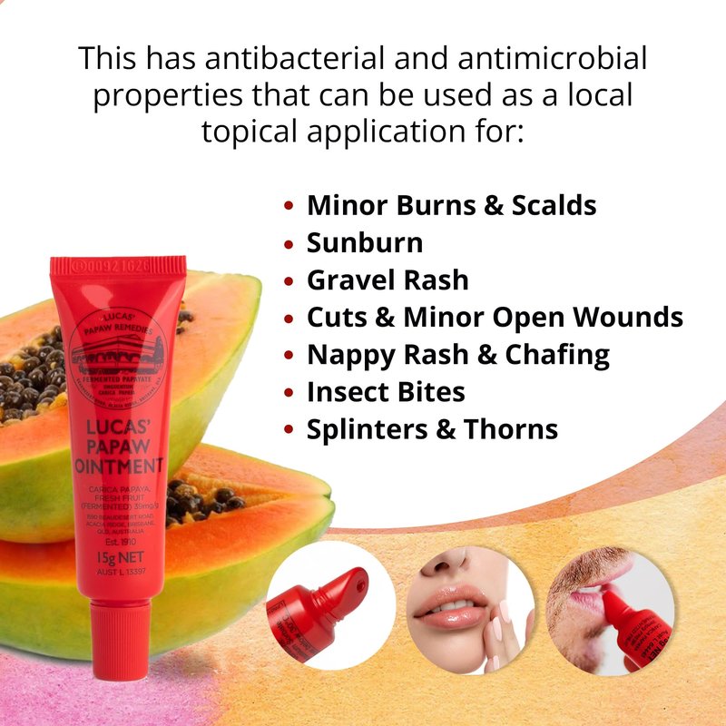 Treats from Home, Lucas Pawpaw Lip Ointment, Cream, Ointment for Lips & Dry Skin - Unique All Skin Types, All Gender- Any Season Gift Pack with 2 x 15g Pawpaw Balm
